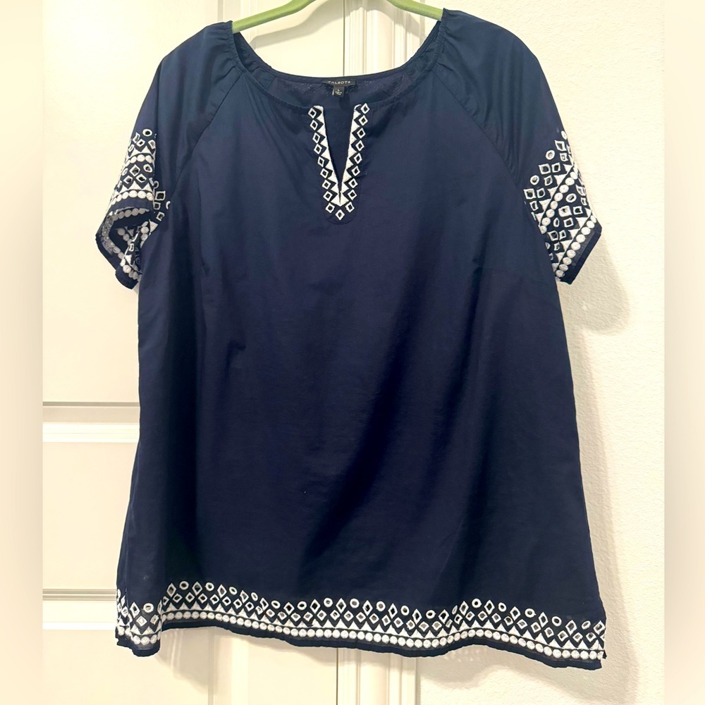 Talbots Embroidered Trim Top - Picture 2 of 7